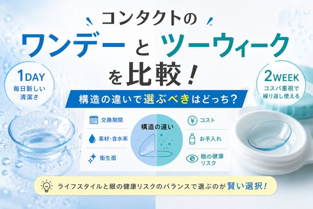 コンタクトのワンデーとツーウィークを比較！構造の違いで選ぶべきはどっち？