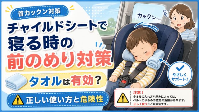 チャイルドシートで寝る時の前のめり対策にタオルは有効？正しい使い方と危険性