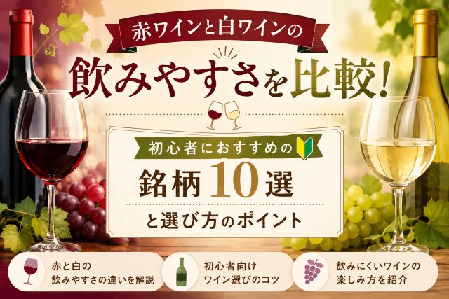 赤ワインと白ワインの飲みやすさを比較！初心者におすすめの銘柄10選と選び方のポイント