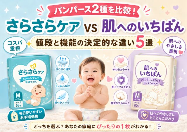 パンパースのさらさらケアと肌へのいちばんを比較！値段と機能の決定的な違い5選