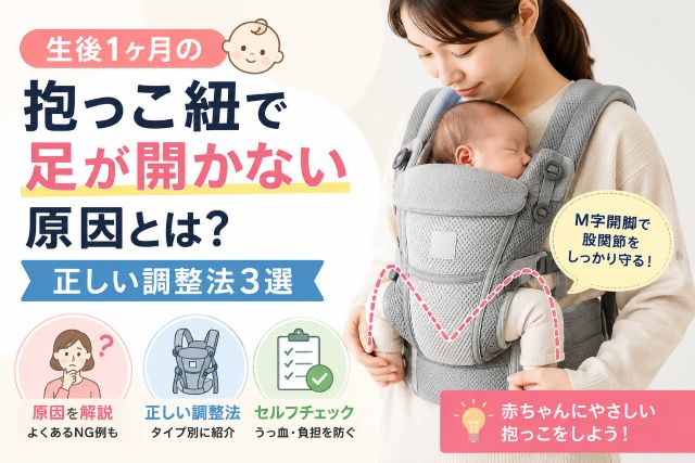 生後1ヶ月の抱っこ紐で足が開かない原因とは？正しい調整法3選