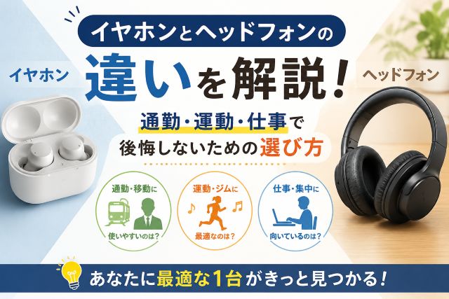 イヤホンとヘッドフォンの違いを解説！通勤・運動・仕事で後悔しないための選び方
