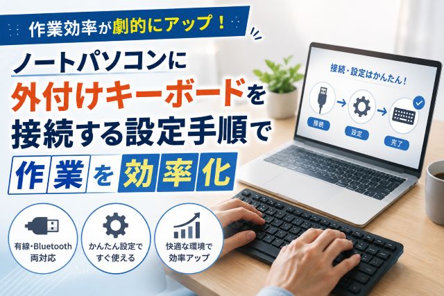 ノートパソコンに外付けキーボードを接続する設定手順で作業を効率化