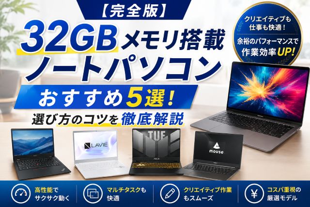 【完全版】32GBメモリ搭載ノートパソコンおすすめ5選！選び方のコツを徹底解説
