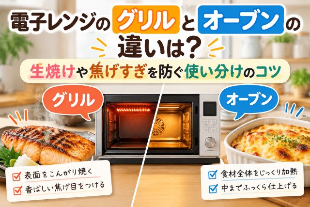電子レンジのグリルとオーブンの違いは？生焼けや焦げすぎを防ぐ使い分けのコツ