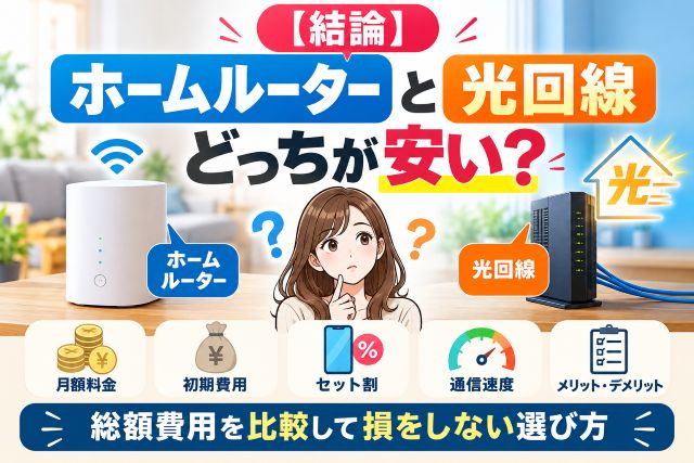 【結論】ホームルーターと光回線どっちが安い？総額費用を比較して損をしない選び方