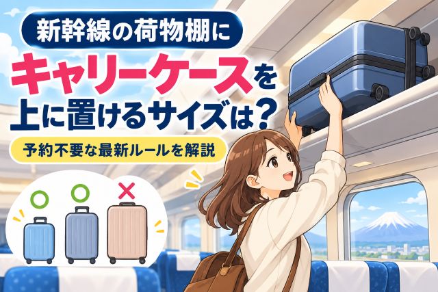 新幹線の荷物棚にキャリーケースを上に置けるサイズは？予約不要な最新ルールを解説