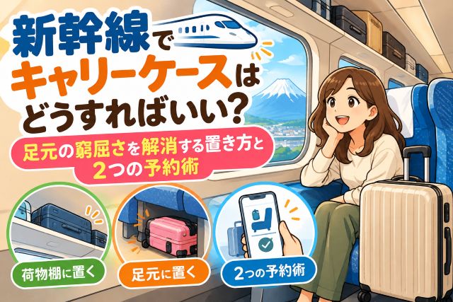 新幹線でキャリーケースはどうすればいい？足元の窮屈さを解消する置き方と2つの予約術